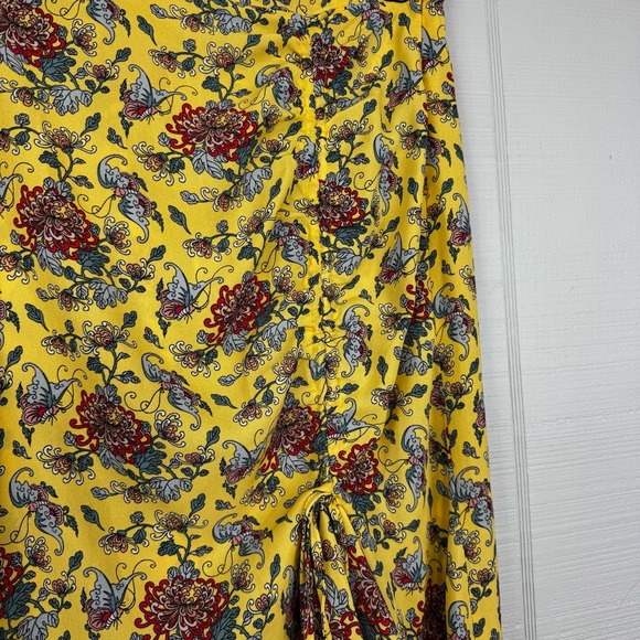 NWT Max Studio Butterfly Floral Print Midi Skirt Cinched Ruffle Asymmetrical XS - Picture 3 of 7